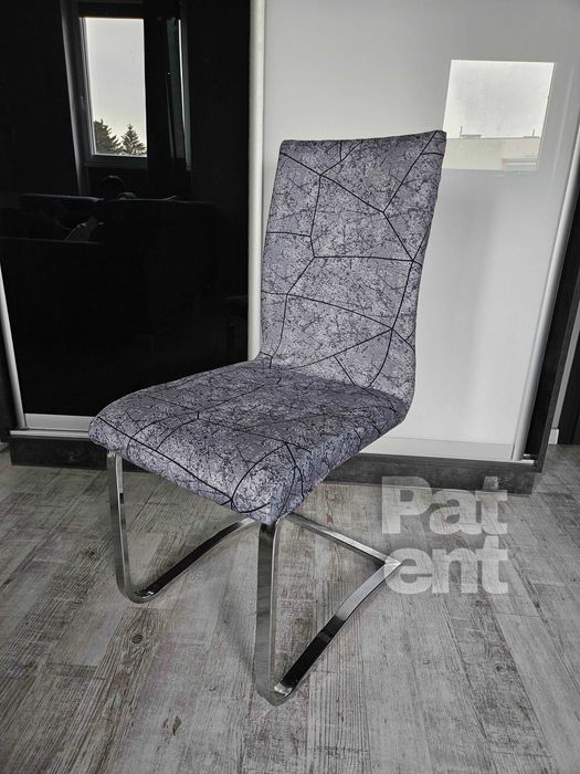 Pokrowce na krzesła elastyczne 6 sztuk wzór szary
