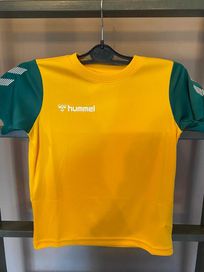 Koszulka Hummel żółta z zielonym rękawem 116