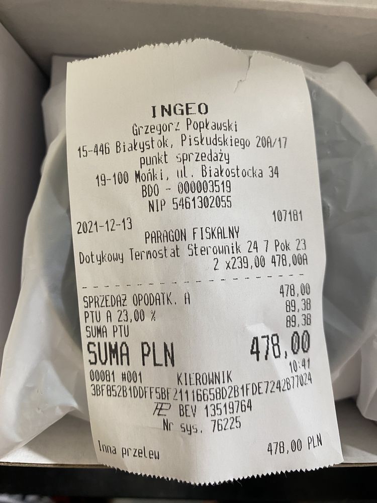 Dotykowy Termostat Sterownik 24/7 Pokojowy 3A