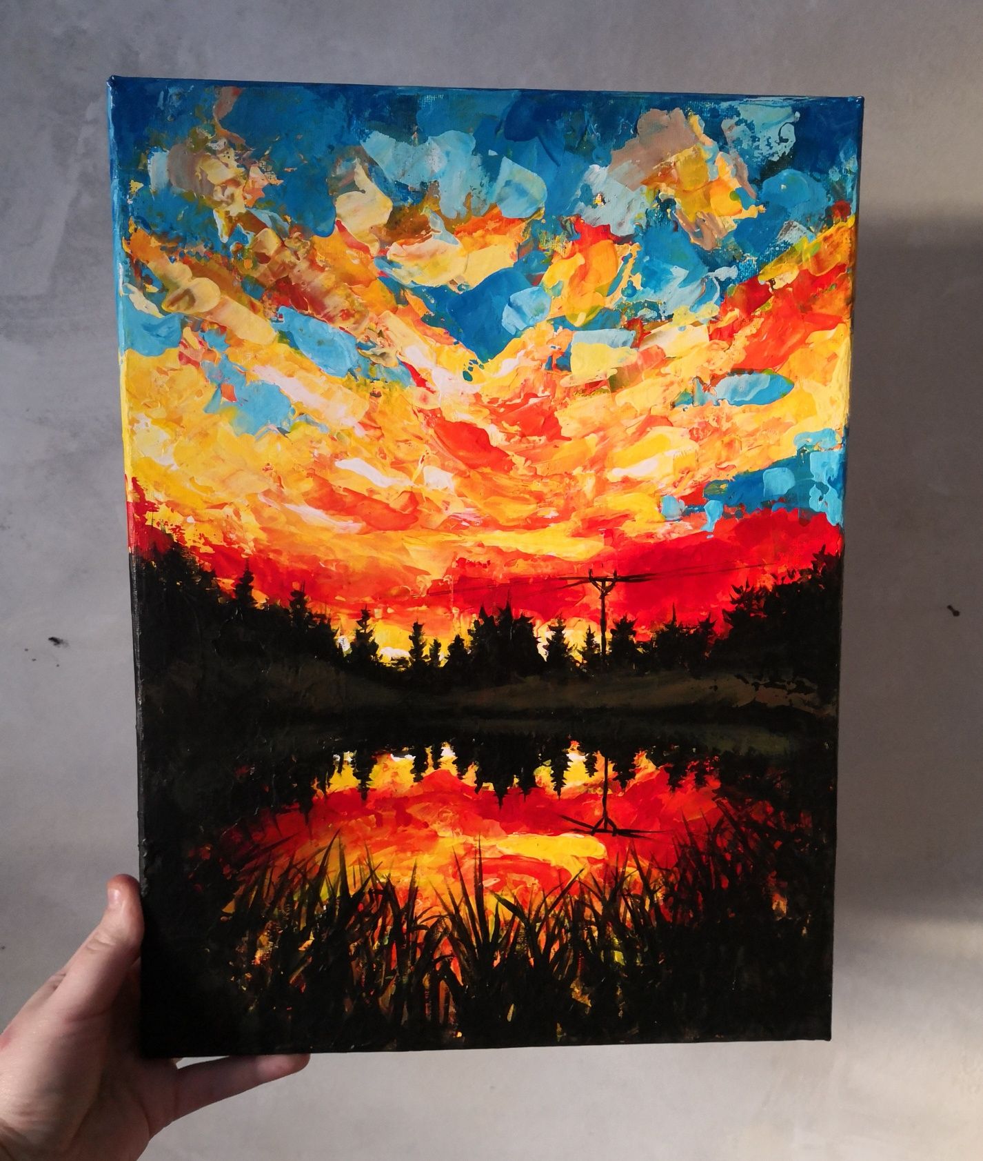 Obraz akryl zachód słońca woda prezent święta art niebo czerwony żółty
