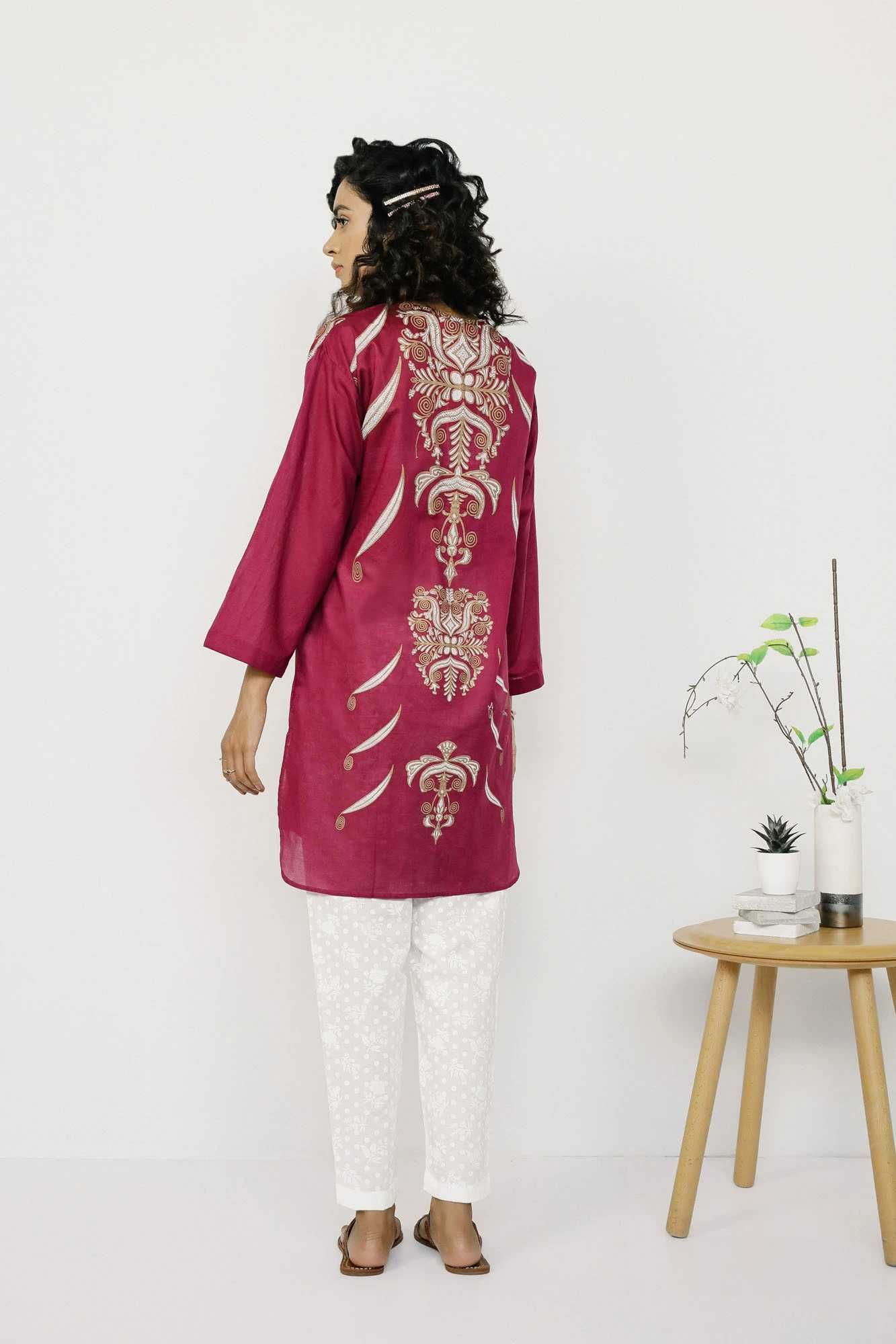 Nowa tunika indyjska kurti kameez bawełna fiolet hippie boho orient