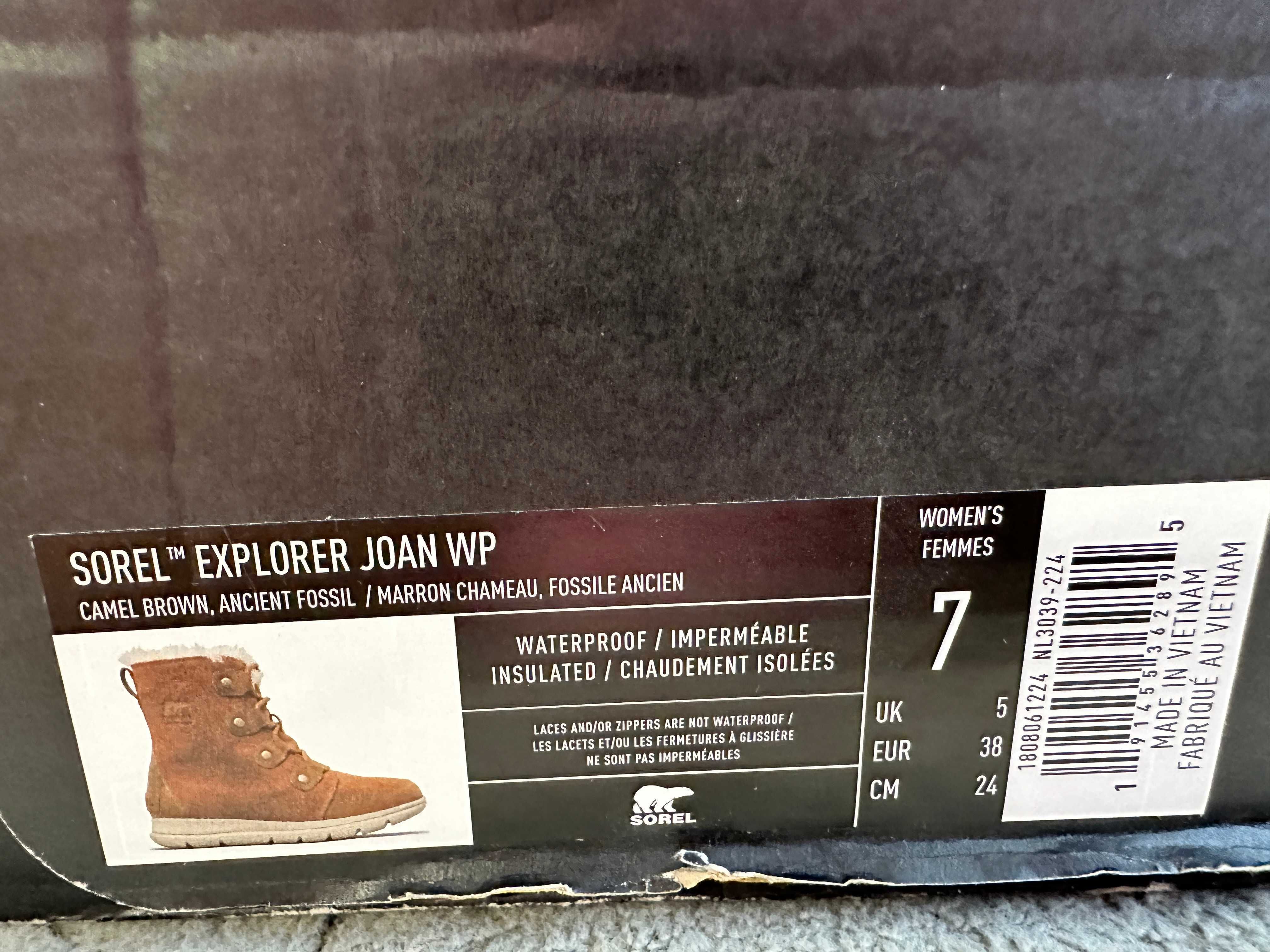 Buty botki śniegowce damskie skórzane sorel explorer joan 38