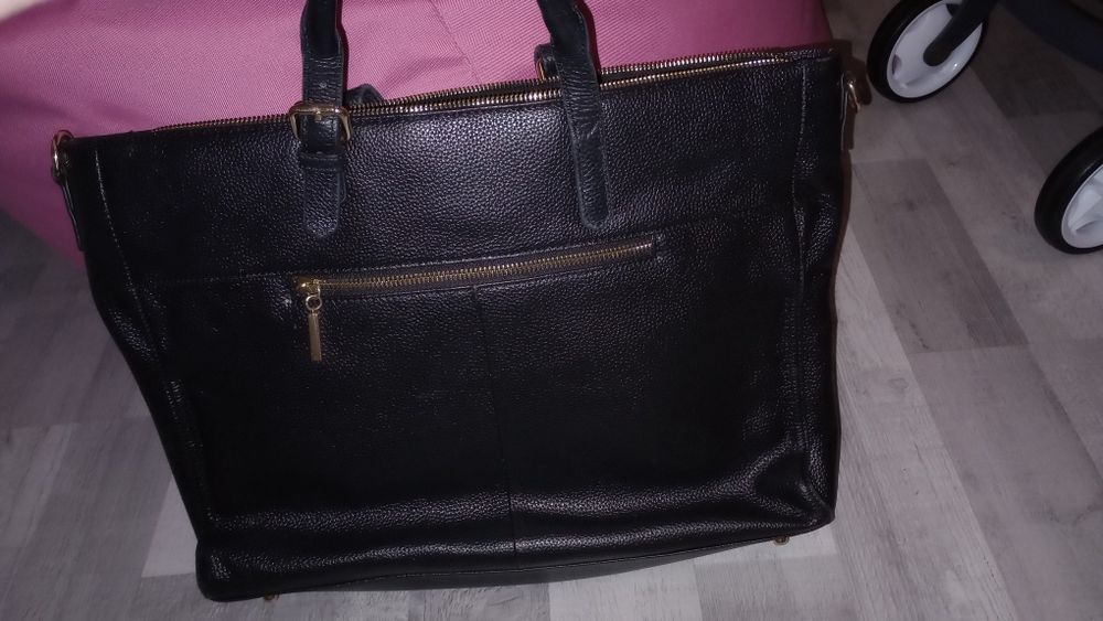 Wittchen czarna duża torba shopper I na laptop skóra