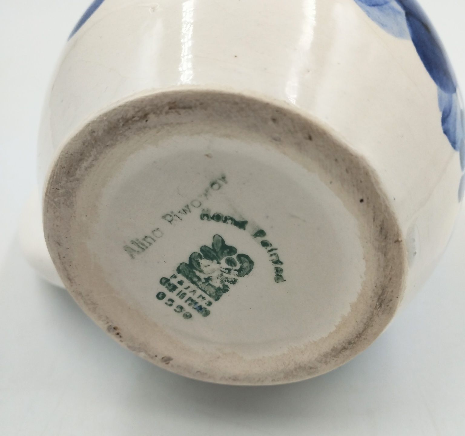 Kufel Włocławek kubek ceramiczny fajansowy kobalt antyk retro PRL folk