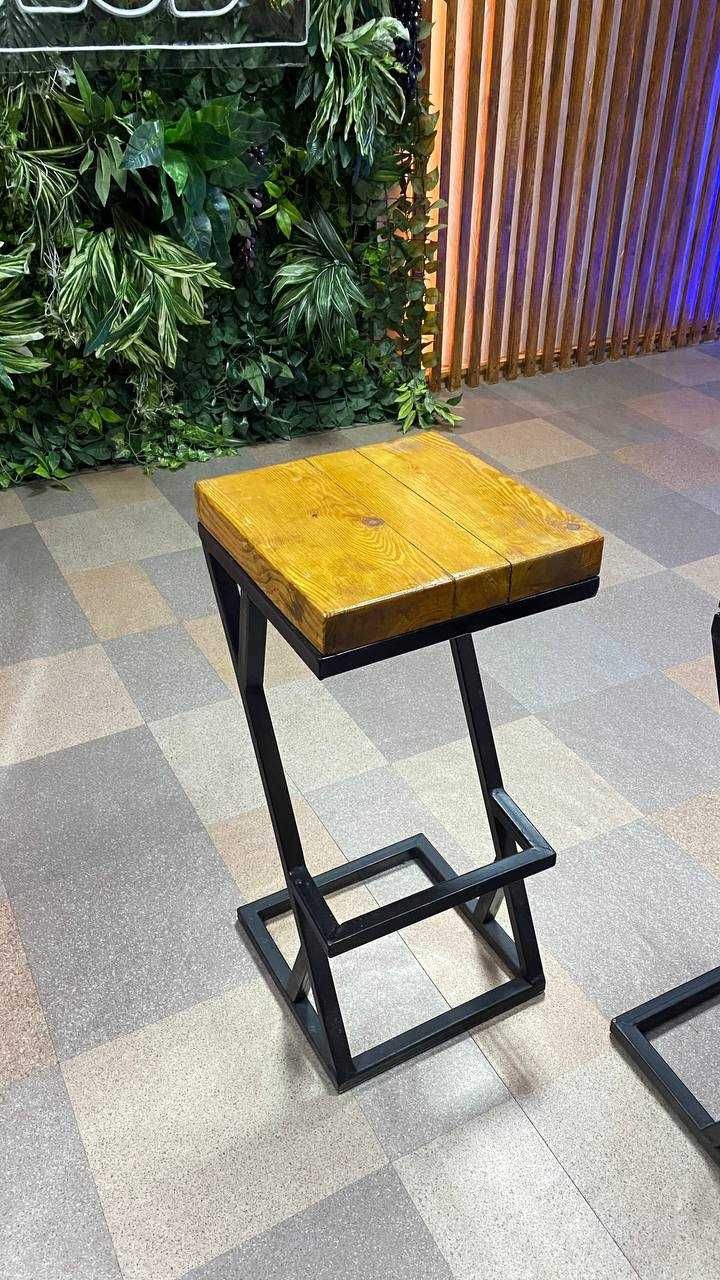 Барный стул в стиле лофт, метал с деревом