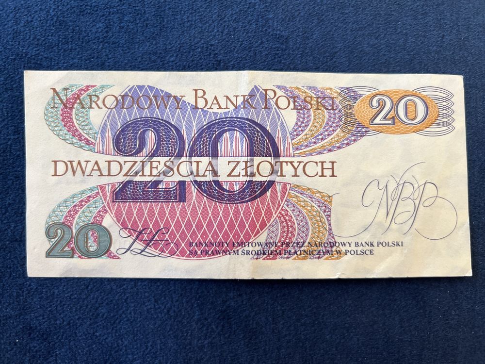Banknot polski Polska 20 złotych z 1982 idealny okazja tanio