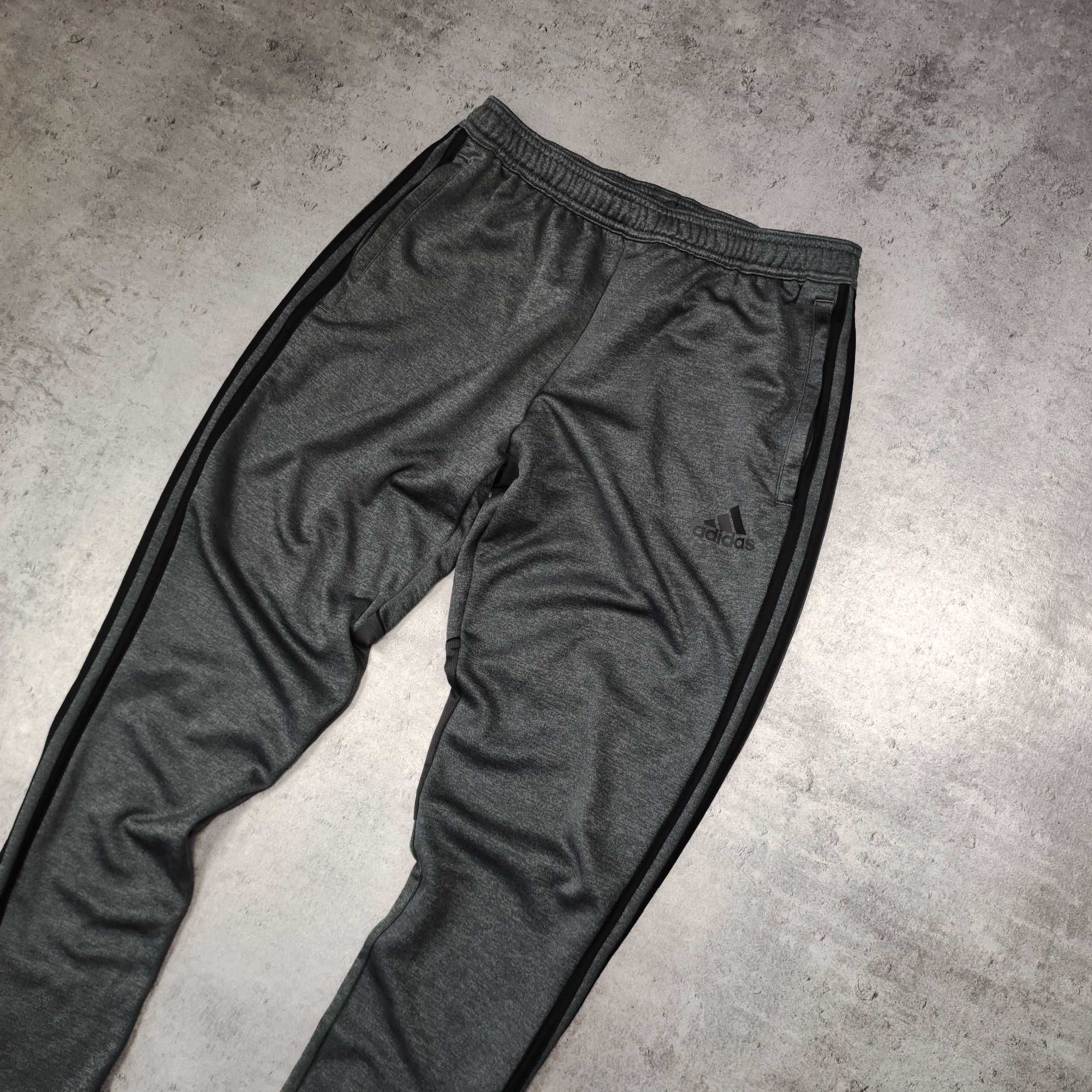 MĘSKIE Dresy Sportowe Szare Śliskie Bieg Trening Siłownia Adidas Logo