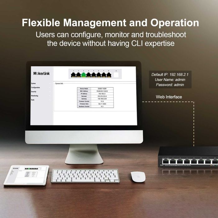 MokerLink 2G080110GSM 8 portów 2.5 Gigabit Managed 10/100/1000 Mbps