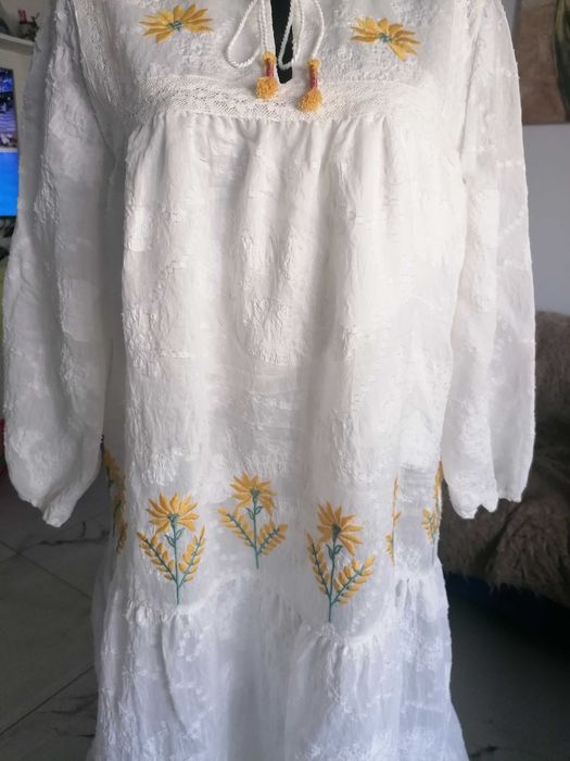 Sukienka boho folk hafty koronki