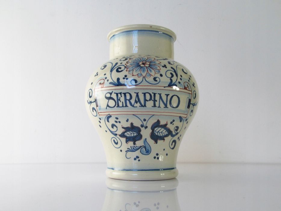 piękny stary malowany pojemnik wazon serapino