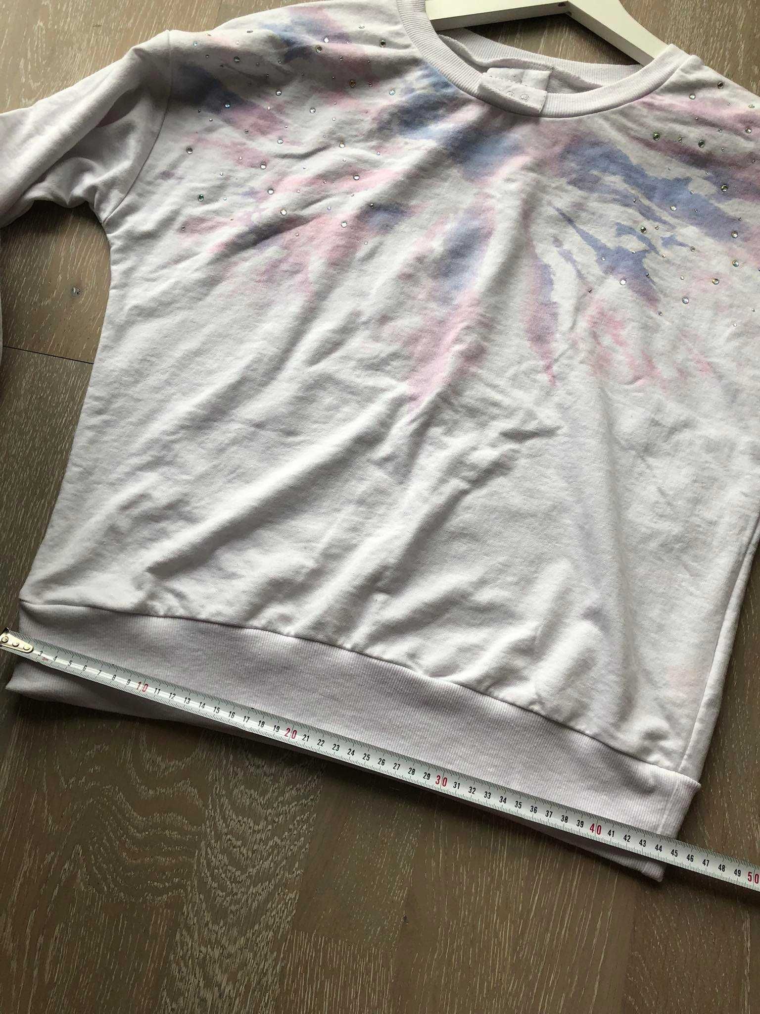 Atmosphere primark biała bluza z kryształkami galaxy oversize