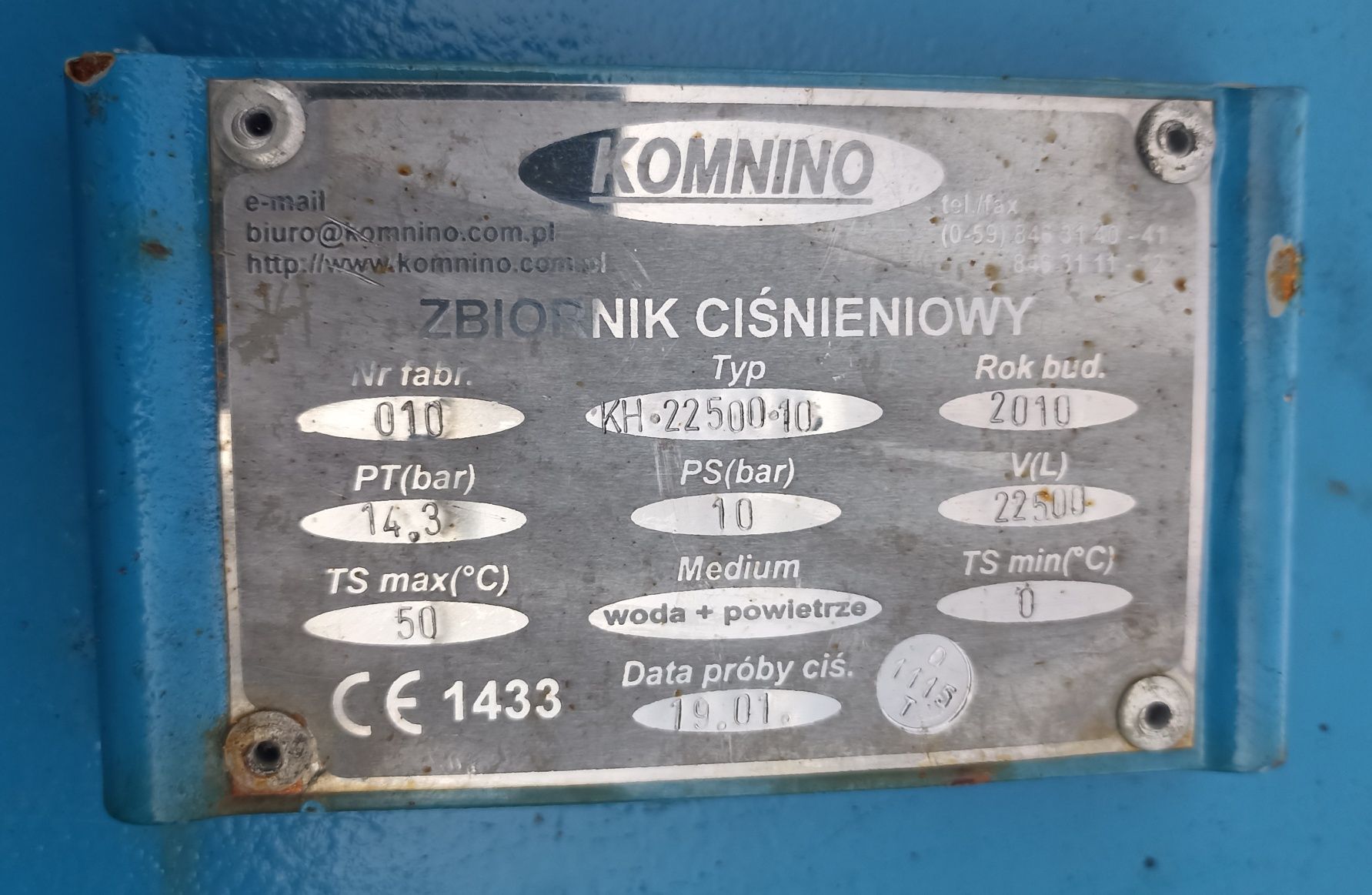 Zbiornik ciśnieniowy hydrofor 22500 litrów Komnino