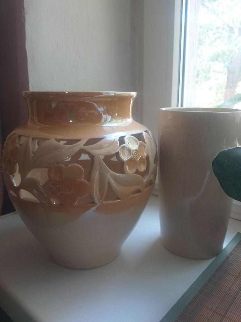 Керамическая ваза. Большая керамическая ваза. Советская ваза с цветами