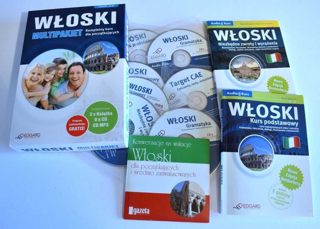 Włoski Multipakiet Kompl kurs dla początkujących 7CD, 2książki+GRATIS