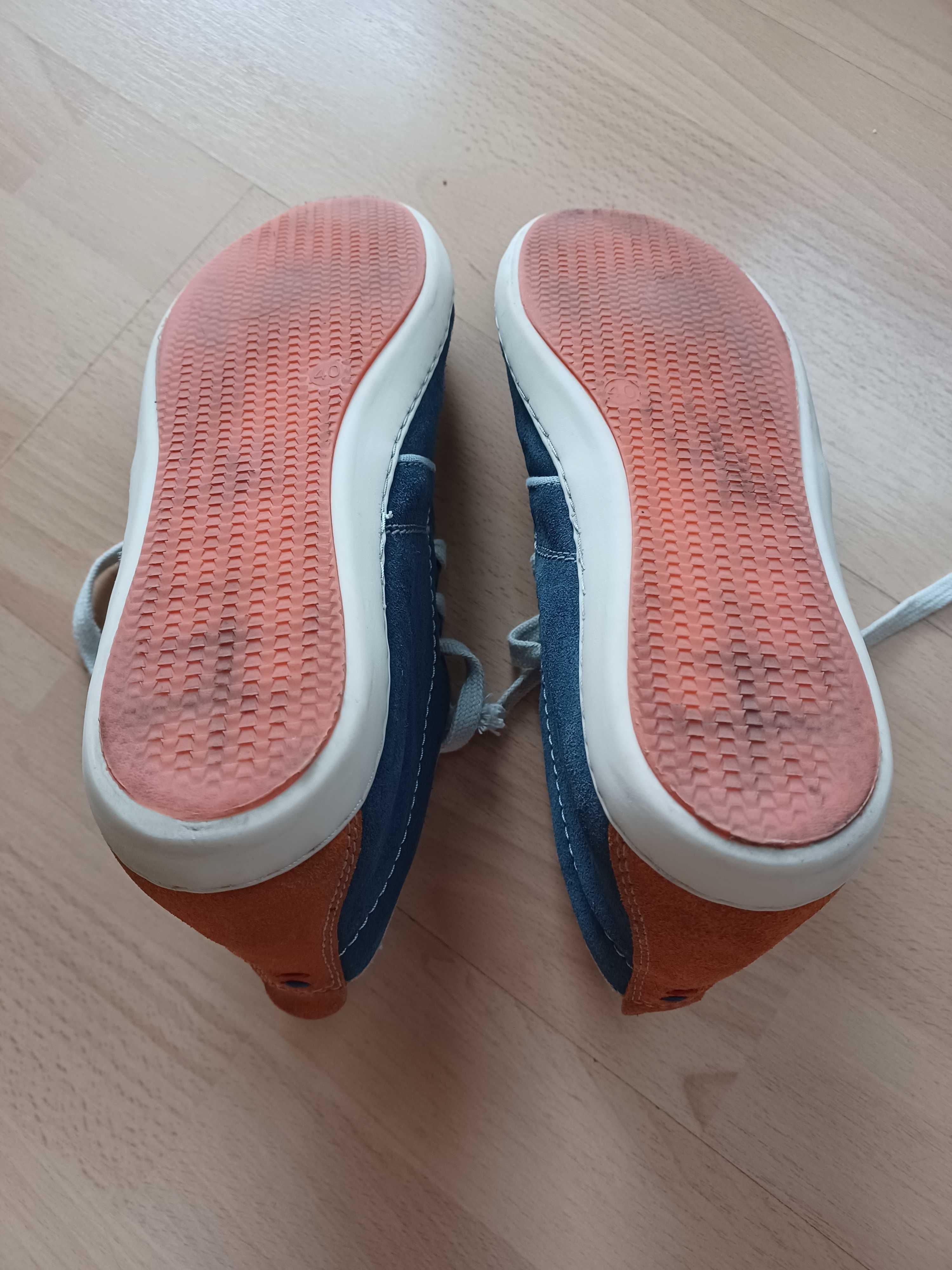 Męskie granatowe buty za kostkę, tenisówki, skórzane, Wrangler, r. 40
