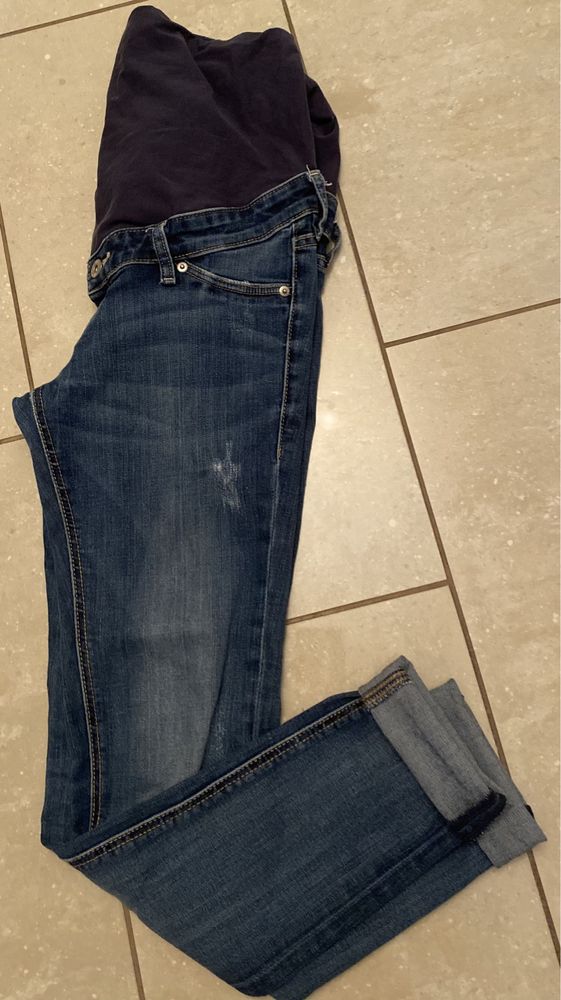 H&M mama ciążowe spodnie jeans rurki r. M/38 lycra, dziury