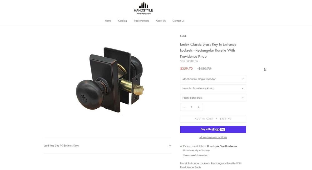 Дверний замок з ручками EMTEK 5121PUS3 USA