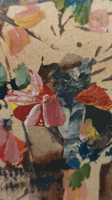 Obraz Shoo-Ching Wan – kwiaty, 26×22 cm, sygnowany