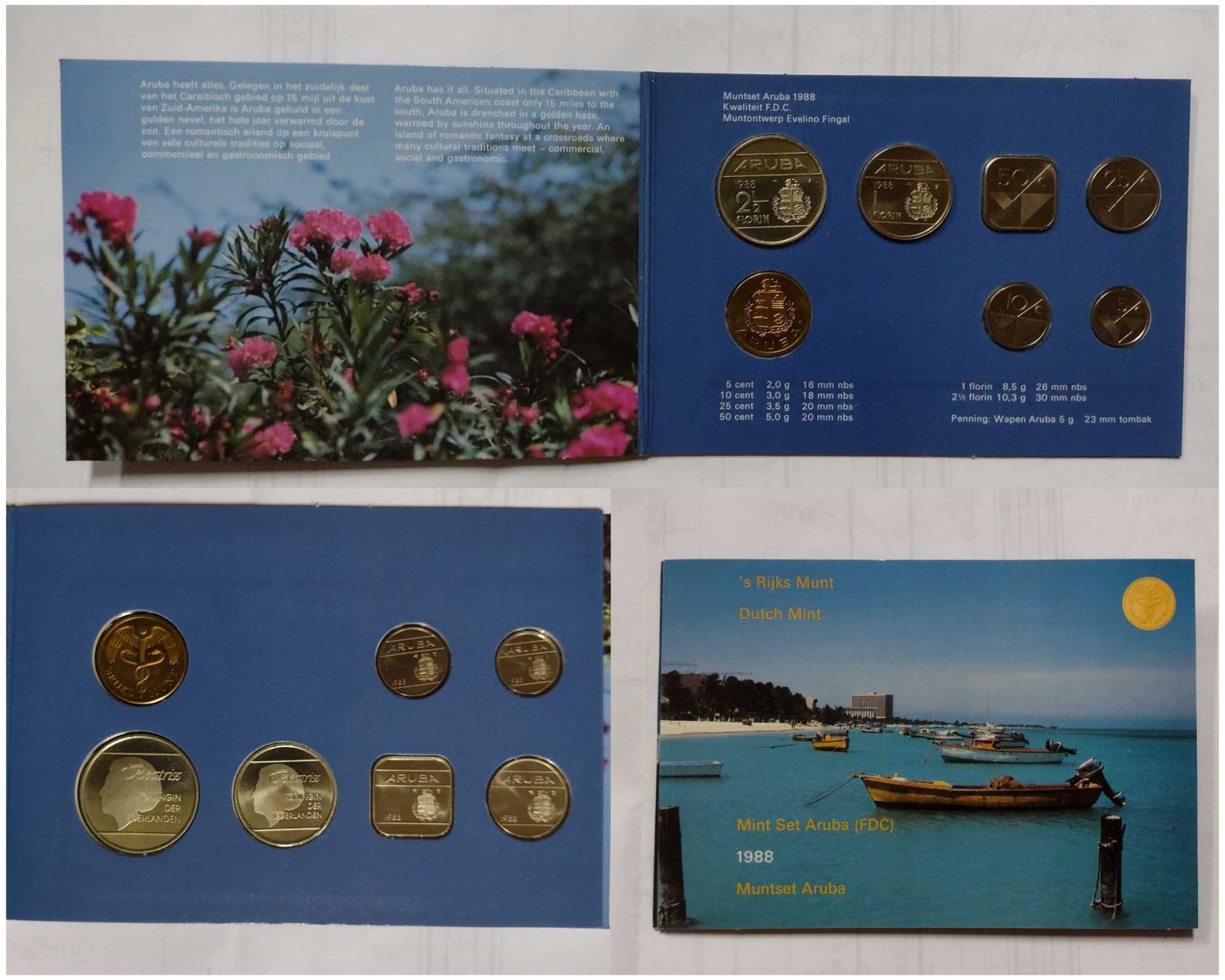 Годовой набор монет Аруба 1987, 1988, 1989, 1994