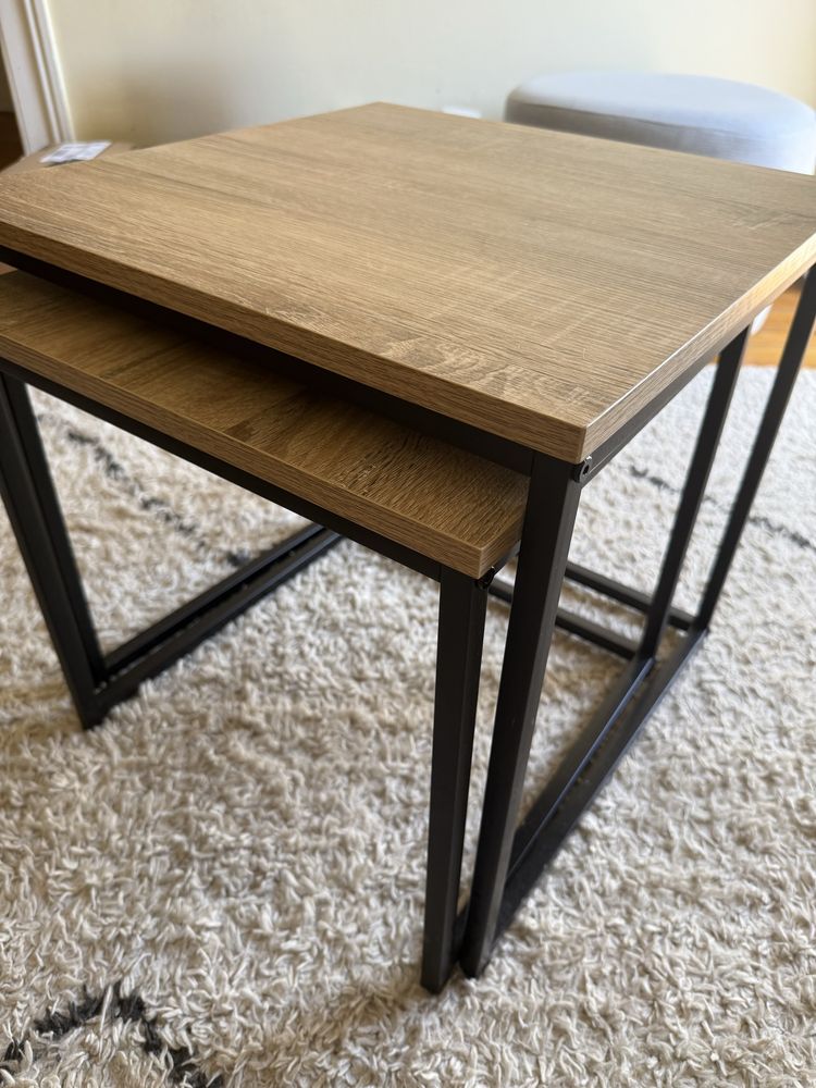 Conjunto de 2 Mesas Laterais / de Apoio – Estilo Industrial