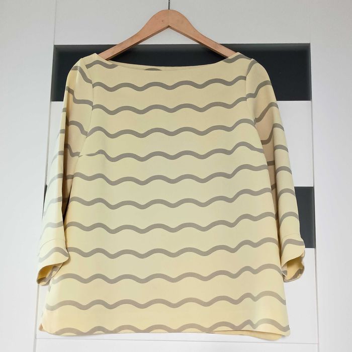 Bluzka z rękawem 3/4 śliczna kominkowa w szare paseczki r 38 polska