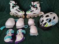 Rolki regulowane 31-34, kask ochraniacze