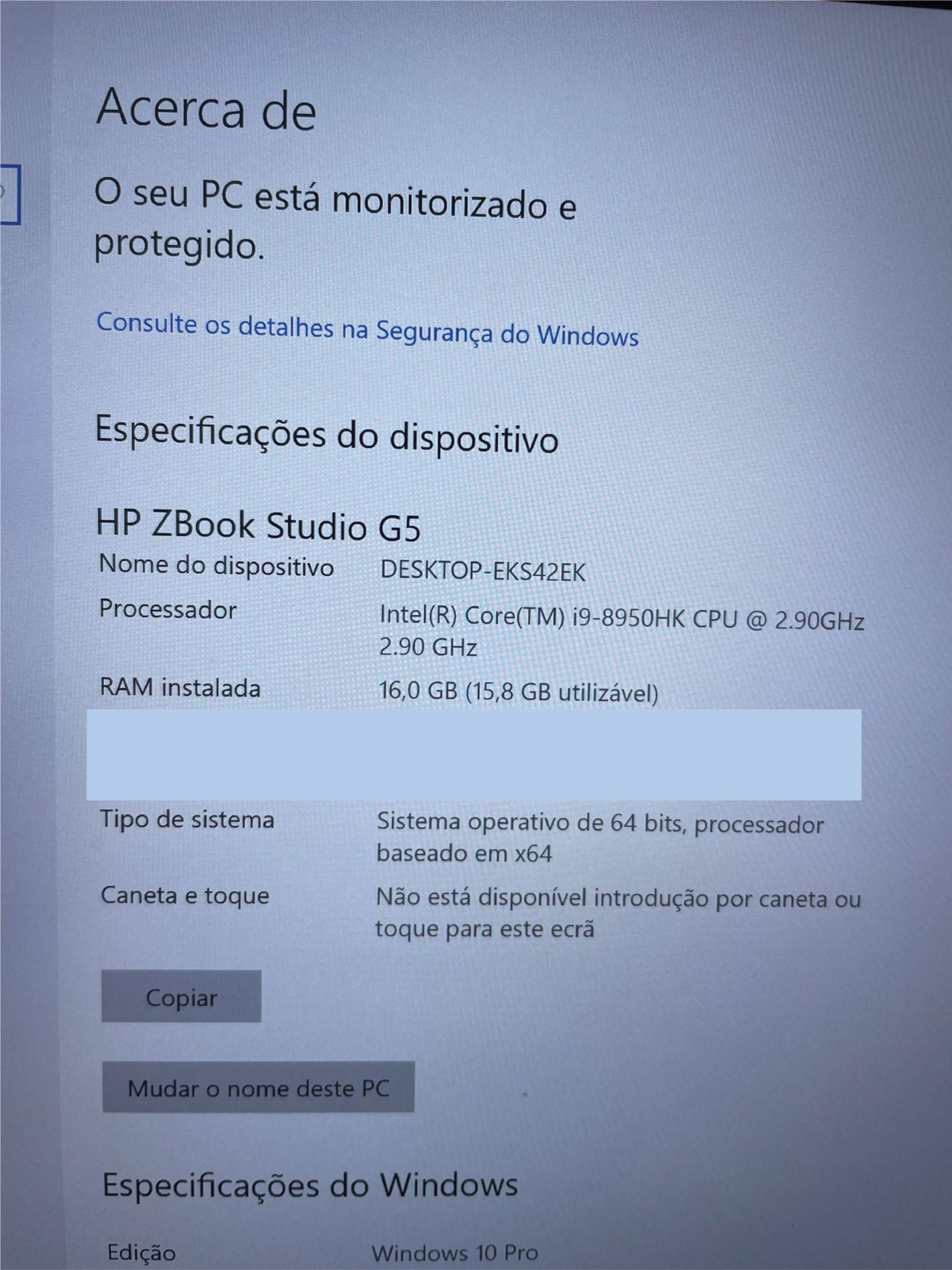 HP Portátil ZBook Studio G5 15.6" i9-8950HK/16GB RAM/512GB SSD