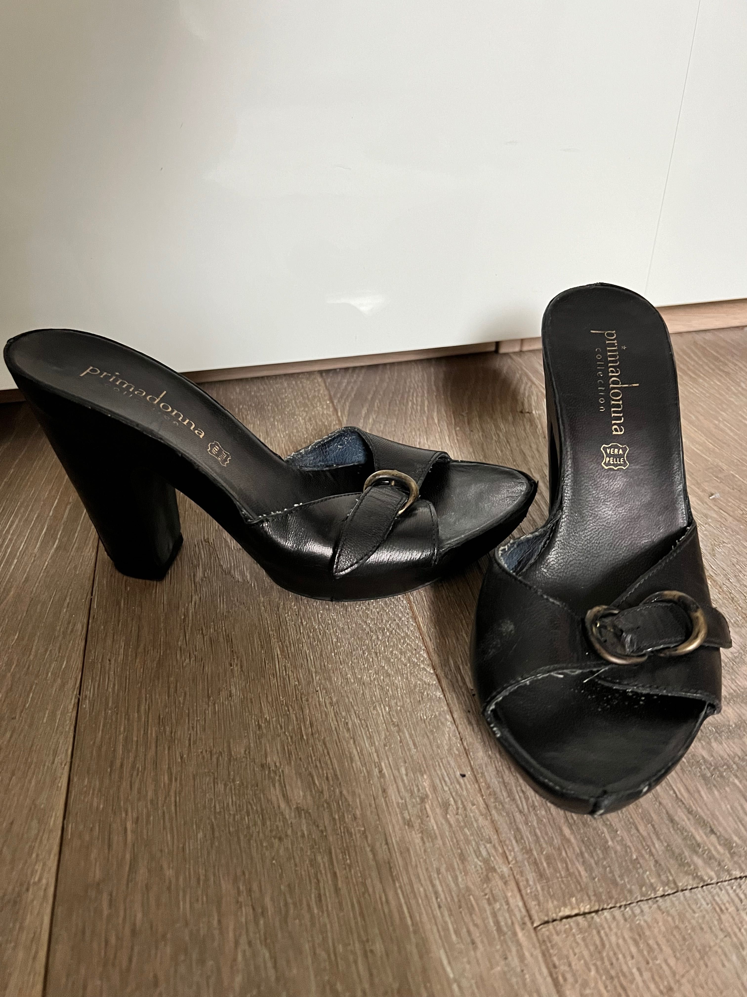 Sandały czarne włoskie skóra primadonna collection 38 - 39