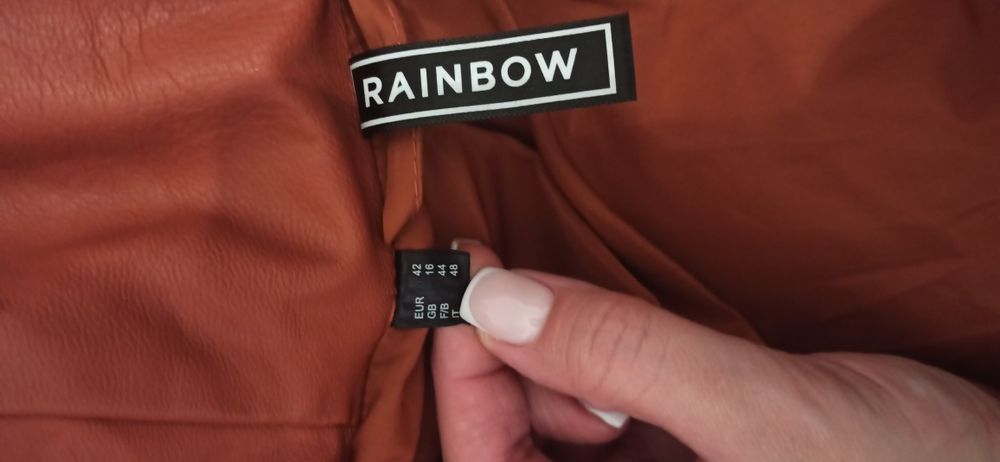 Zimowa kurtka eko skóra brązowa ruda 42 XL