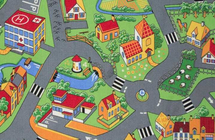 Коврик Ковер детский Дорога размер 5х2 м с подкладкой обпикованный