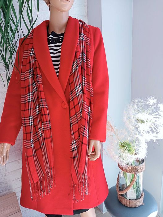 Płaszcz zimowy krótki damski czerwony 5XL/50/22