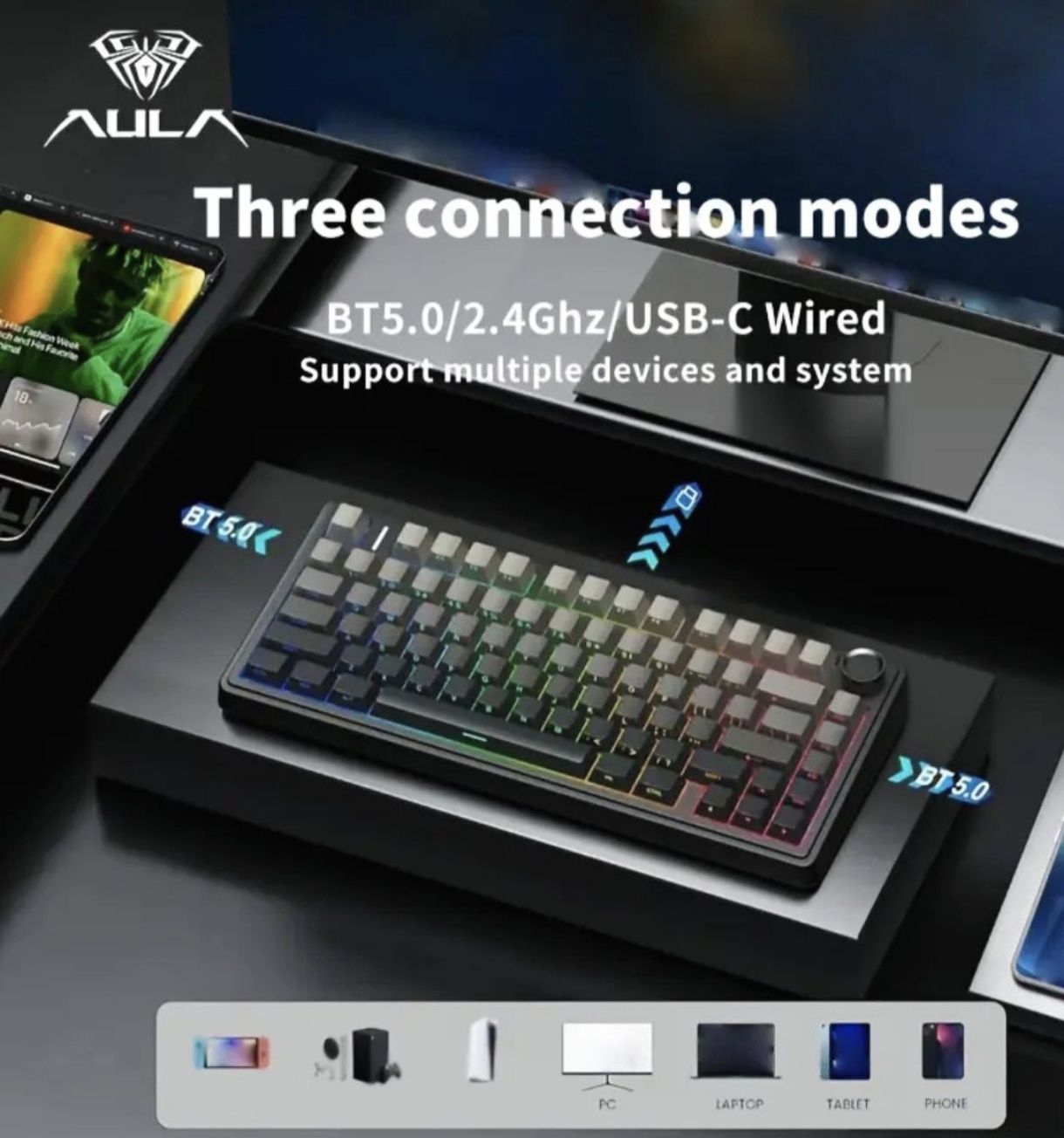 Aula F75 LEOBOG Reaper Switch, RGB, Hot-Swap, Нова