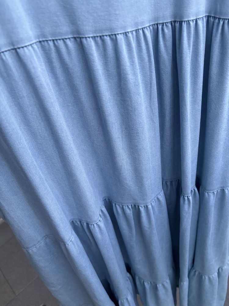 Vestido comprido em ganga fina