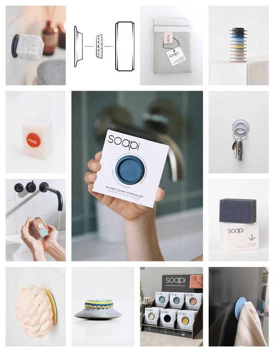 Soapi Black - Magnetyczny Uchwyt do Mydła i Szamponu