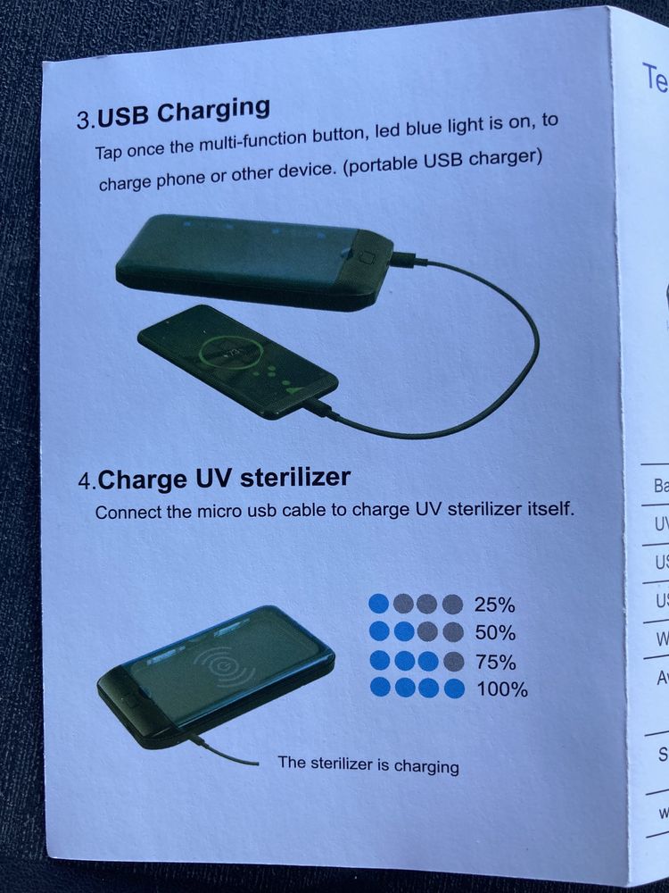 Power Bank 5 000mAh Steliroyzator UV do tel/ kluczy/ biżuterii