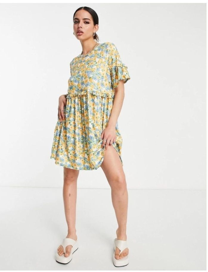 Sukienka w kwiaty na wiosnę i lato plus size 46 48 oversize