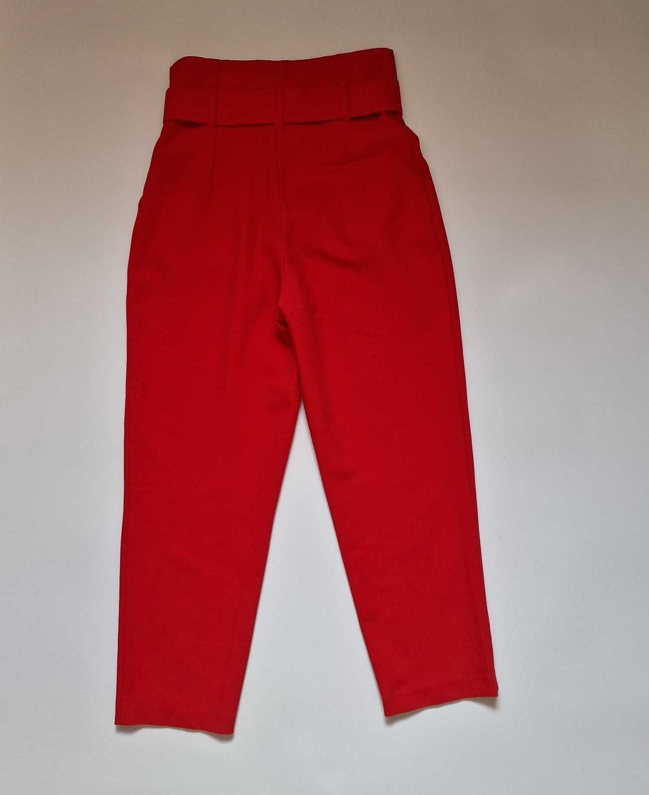 Червоні жіночі штани із завищеною талією з поясом topshop розмір 42-44