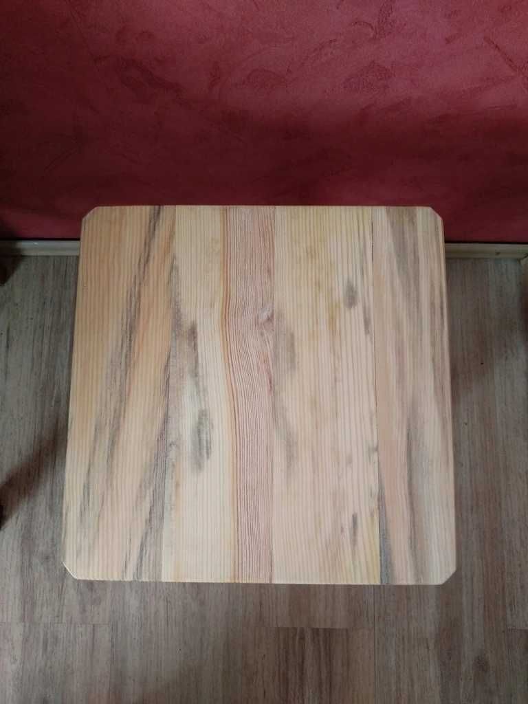 Stołek Taboret wysoki drewniany buk ręcznie robiony 28x28x47
