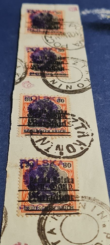 1918 Czwórka pion Poczta Konin PP/GGW 30 Fen