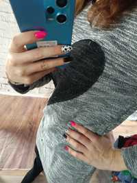 Tunika bluzka sweterek sukienka serce szara czarna srebrna nitka