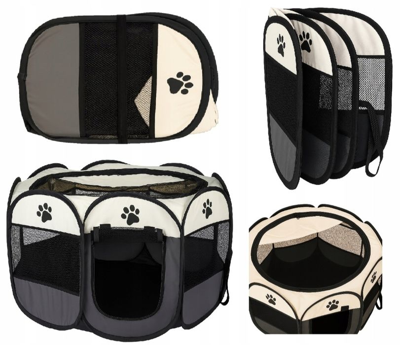 Kojec składany XXL Szary dla psa kota