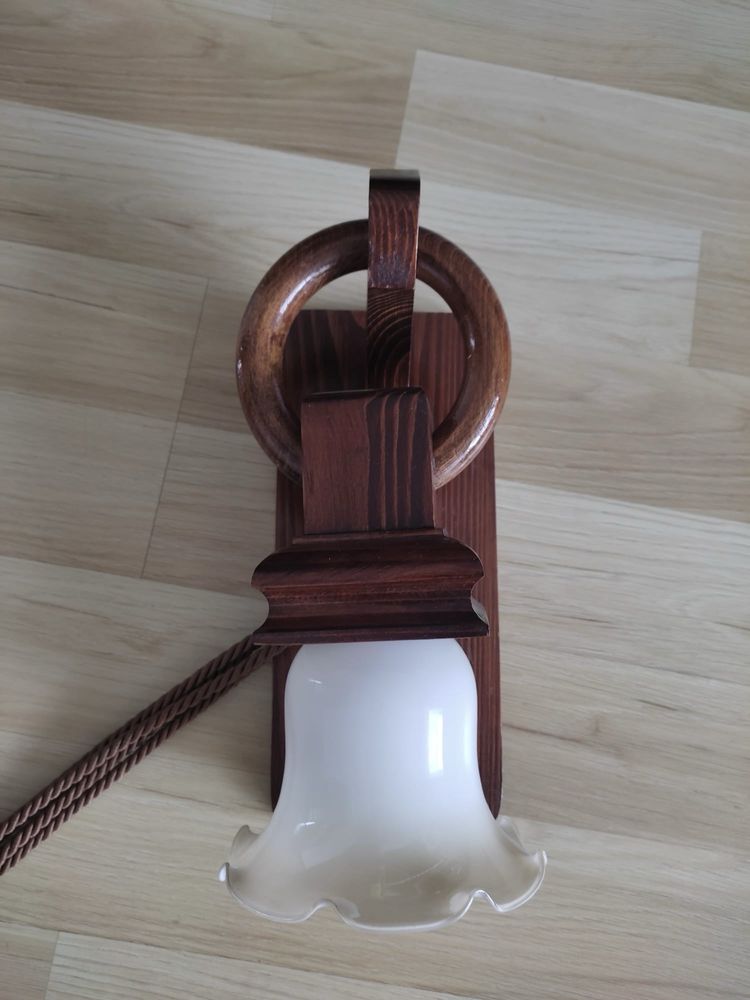 Lampa wiszaca klosz plus drewno