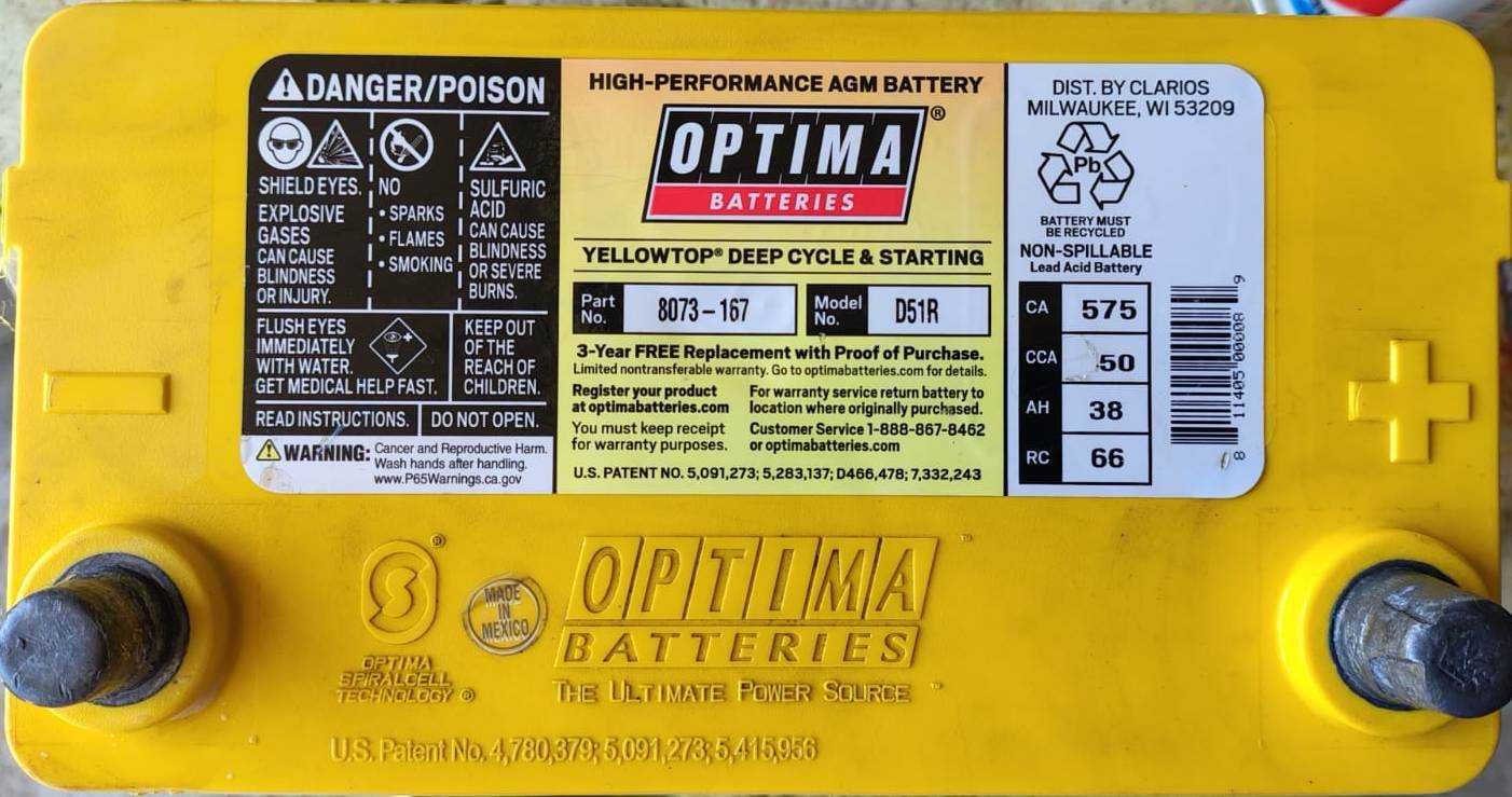 Akumulator Optima Yellowtop AGM D51R, 38Ah, (CA) 575A, 100% sprawny