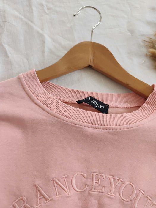 Różowa klasyczna bawełniana bluza bez kaptura The Fancy basic bawełna