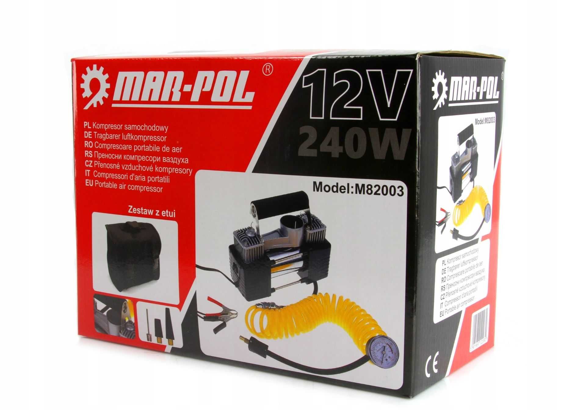 Kompresor samochodowy 12V 240 W 2tłoki do zapalniczki 60l/min