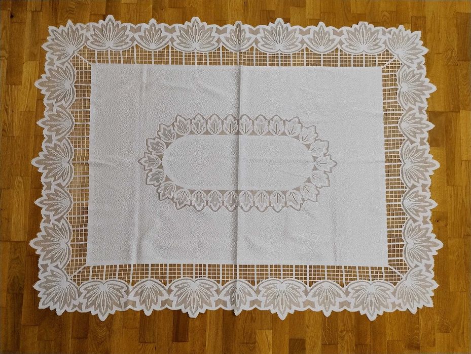 Obrus duży żakardowy 155x110 cm śmietankowy serweta