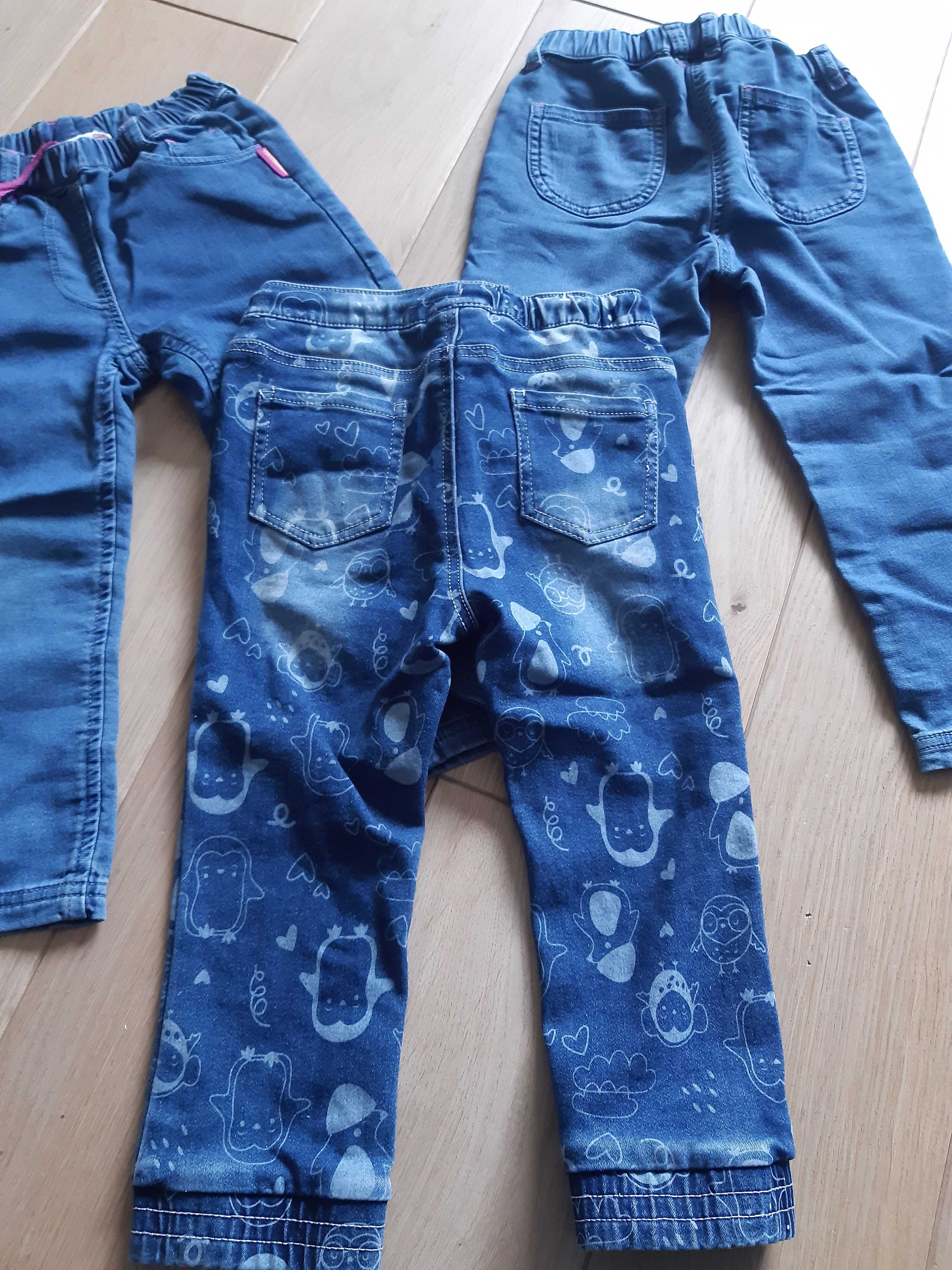 Spodnie jeans/dres dla dziewczynki 92-98 3 pary