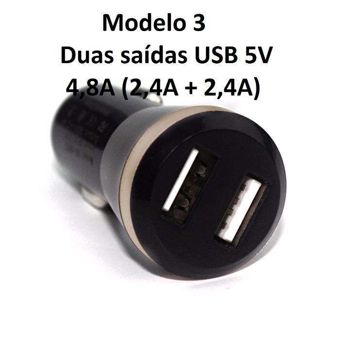Carregador 12V ou 24V com 2 saídas USB