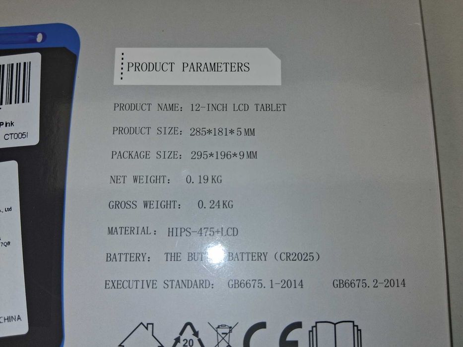 N026 Tablet Graficzny LCD 12 Cali Rysik Dla Dzieci Znikopis Różowy