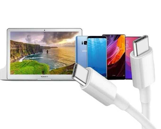 Cabo carregador USB C para USB C   (1m branco)